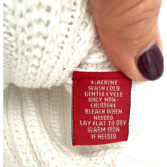 Chaps Denim Womens White Ribbed Cardigan Sweater XL 100% Cotton Button Front - Picture 6 of 13